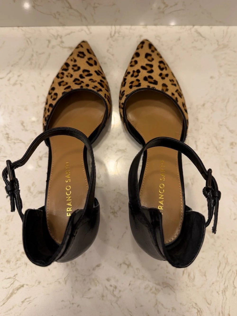 Franco Sarto Leopard Print Calf Hair Heels 8